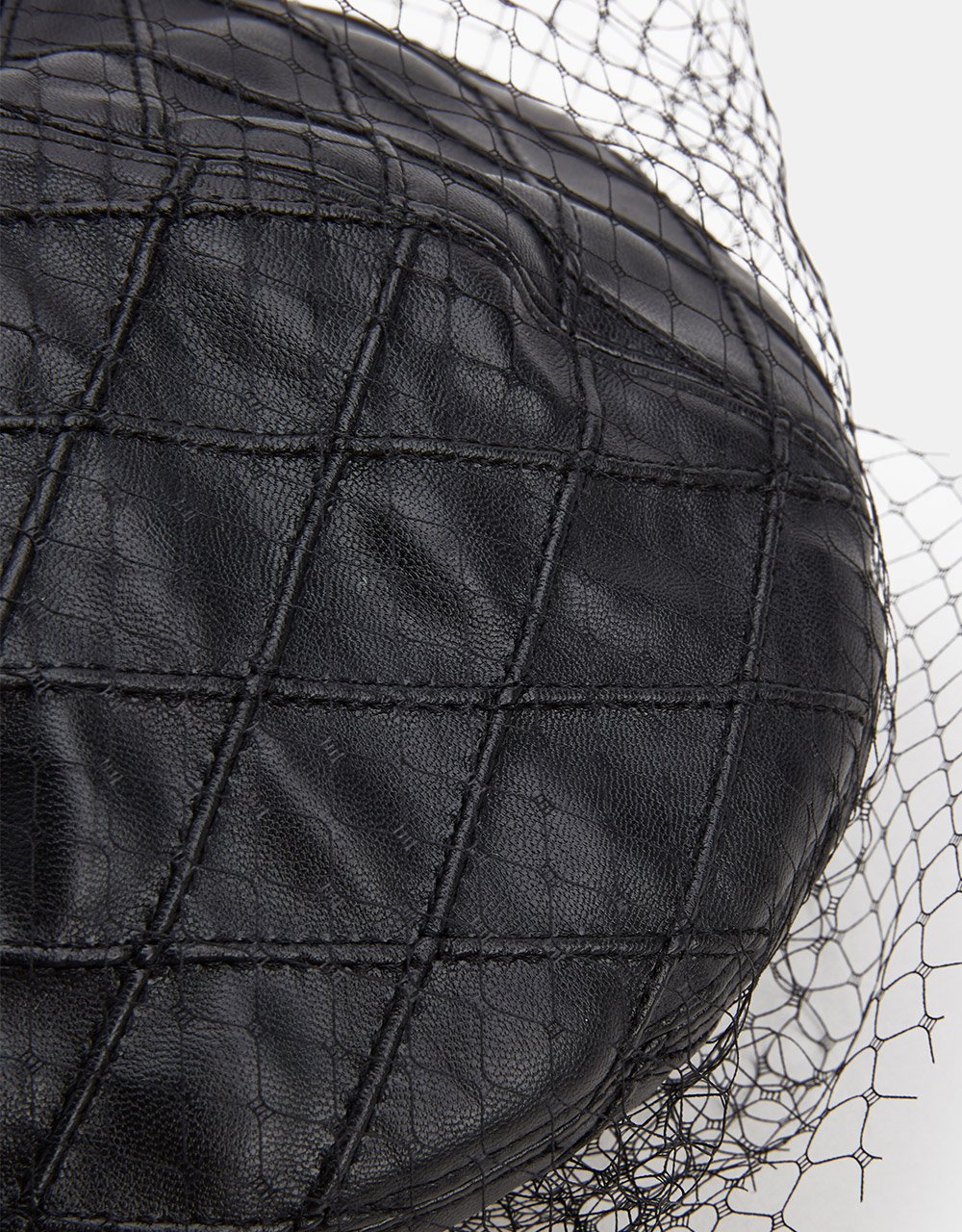 Vegan Leather Quilted Mesh Beret