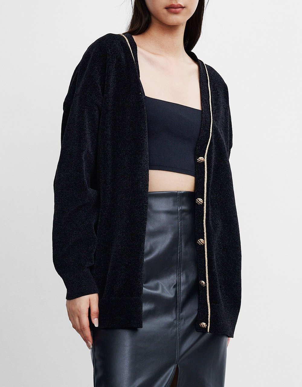 Button Up Drop Shoulder Cardigan