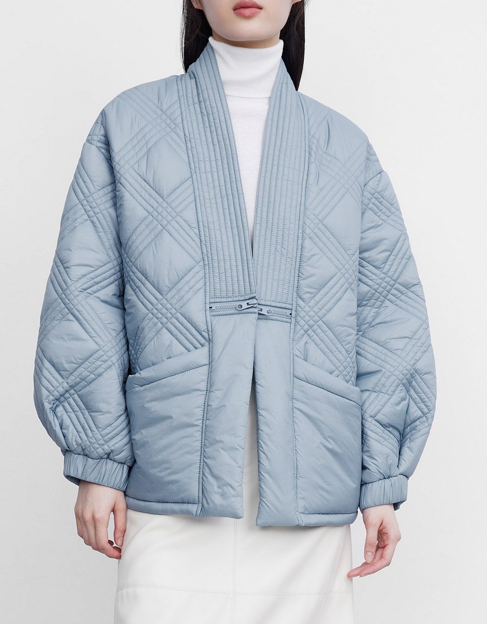 Open Front Drop Shoulder Winter Coat