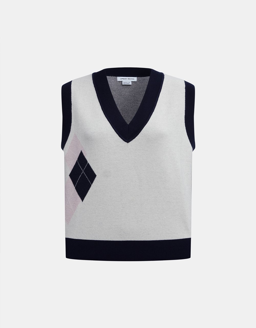 Argyle Pattern Contrast Trim Sweater Vest