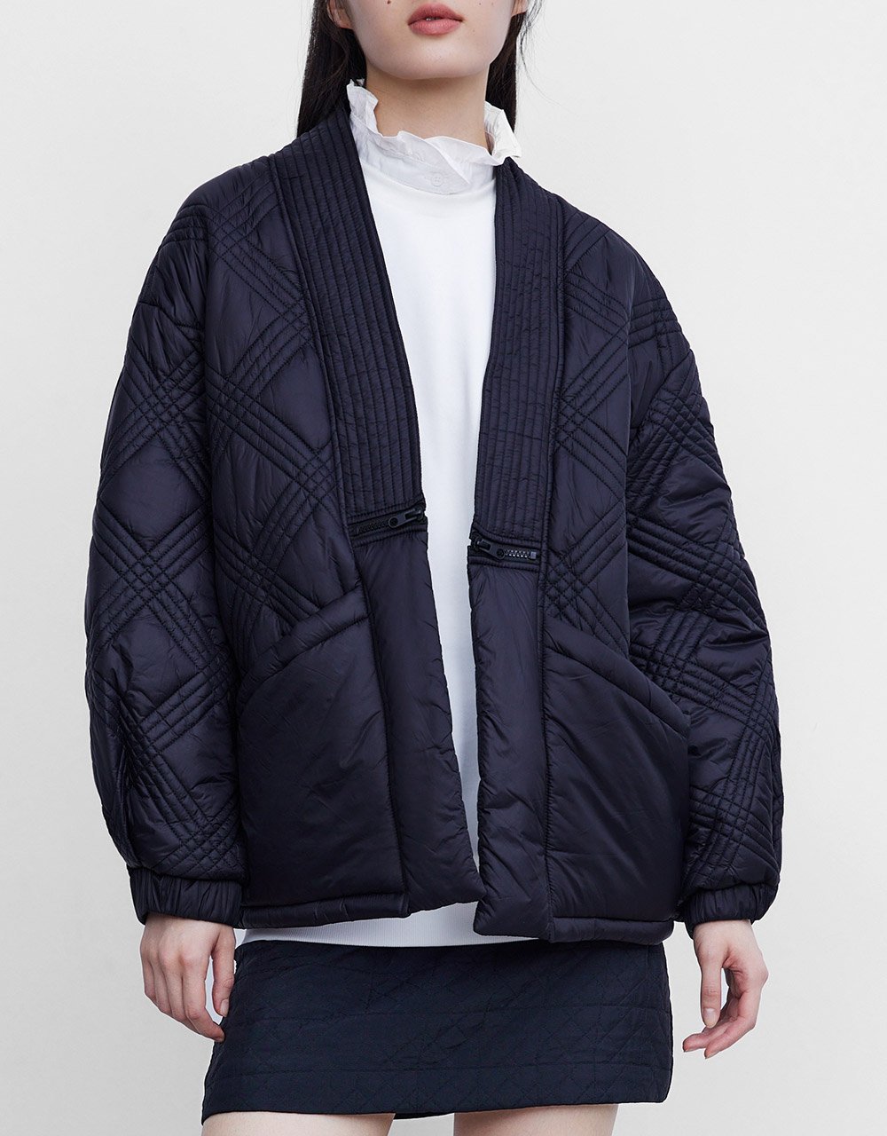 Open Front Drop Shoulder Winter Coat