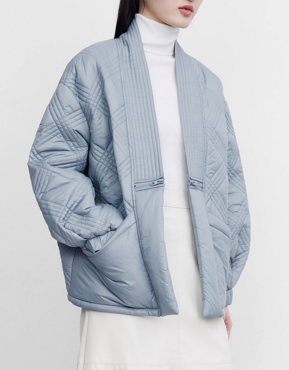 Open Front Drop Shoulder Winter Coat