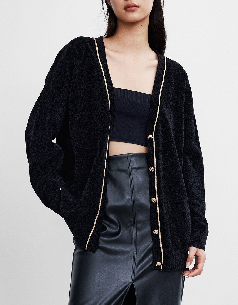 Button Up Drop Shoulder Cardigan