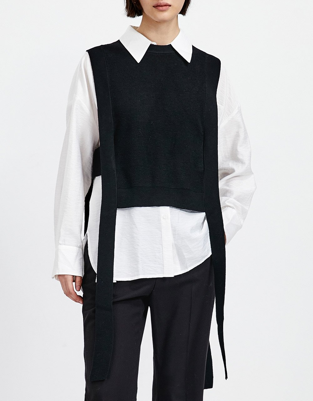 Crew Neck Mid-Length Knitted Vest (SELECT SIZES FOR PRE-ORDER)