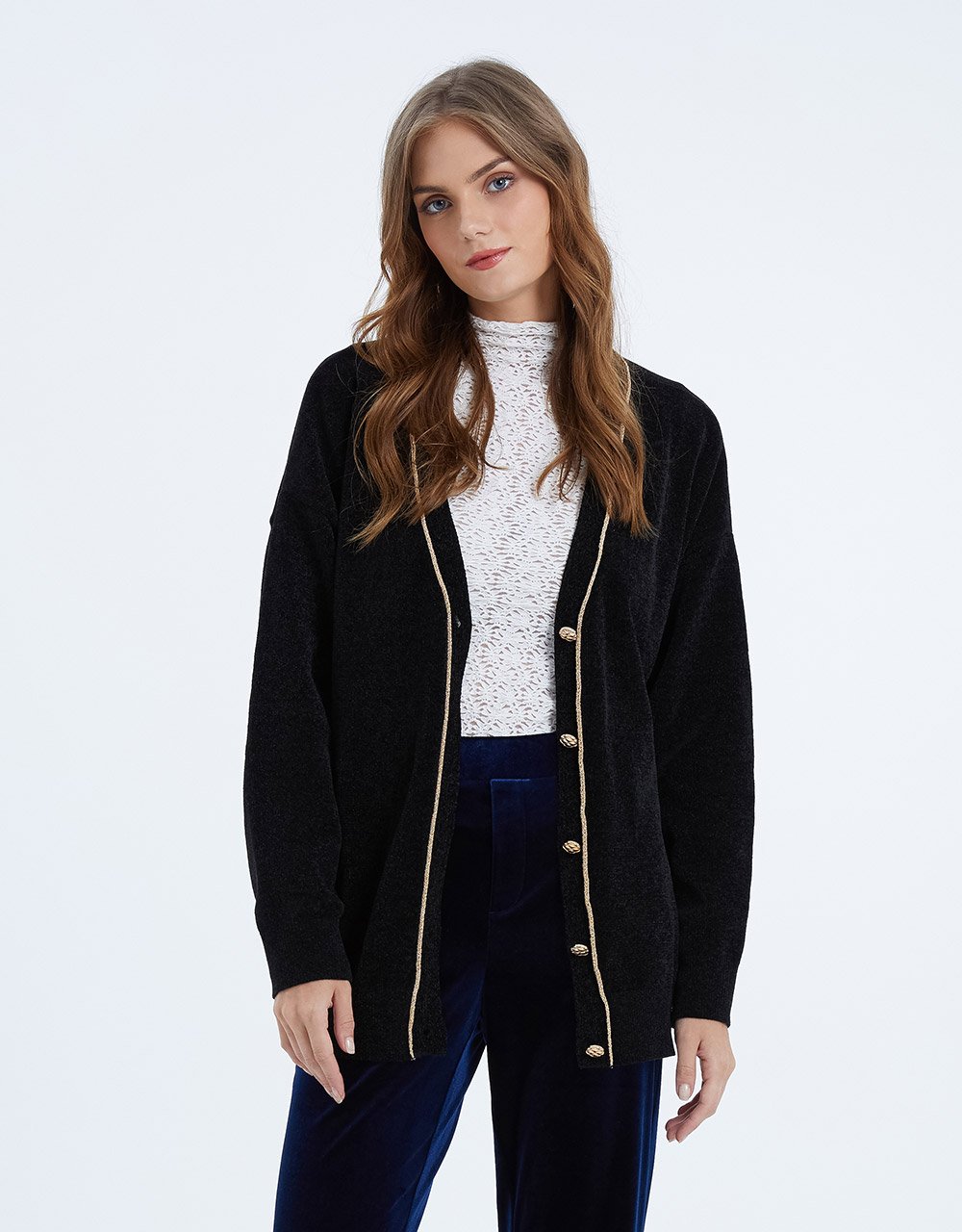 Button Up Drop Shoulder Cardigan