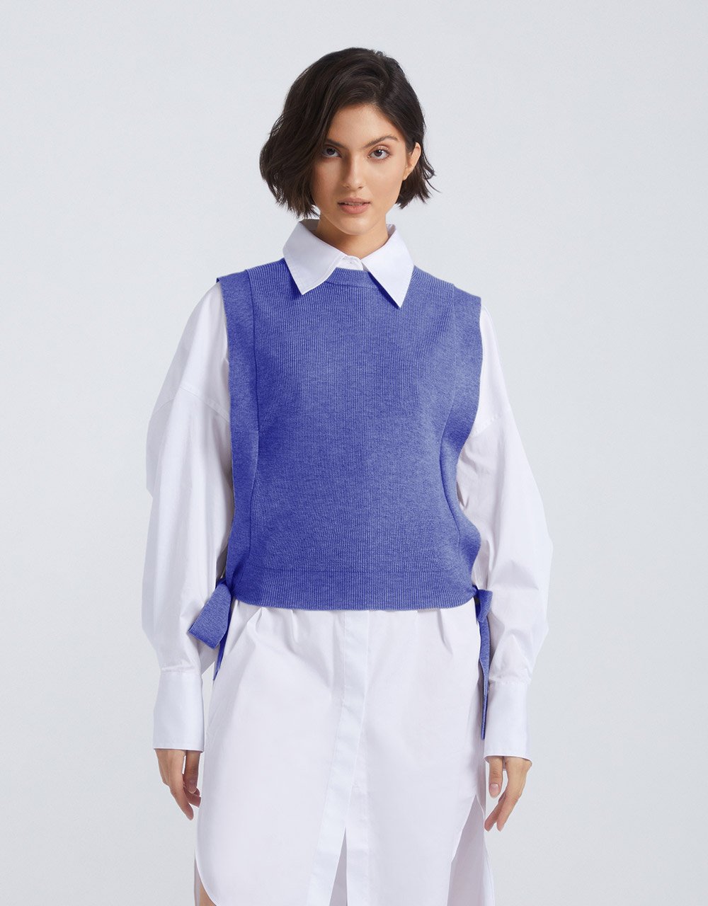 Crew Neck Mid-Length Knitted Vest (PRE-ORDER)