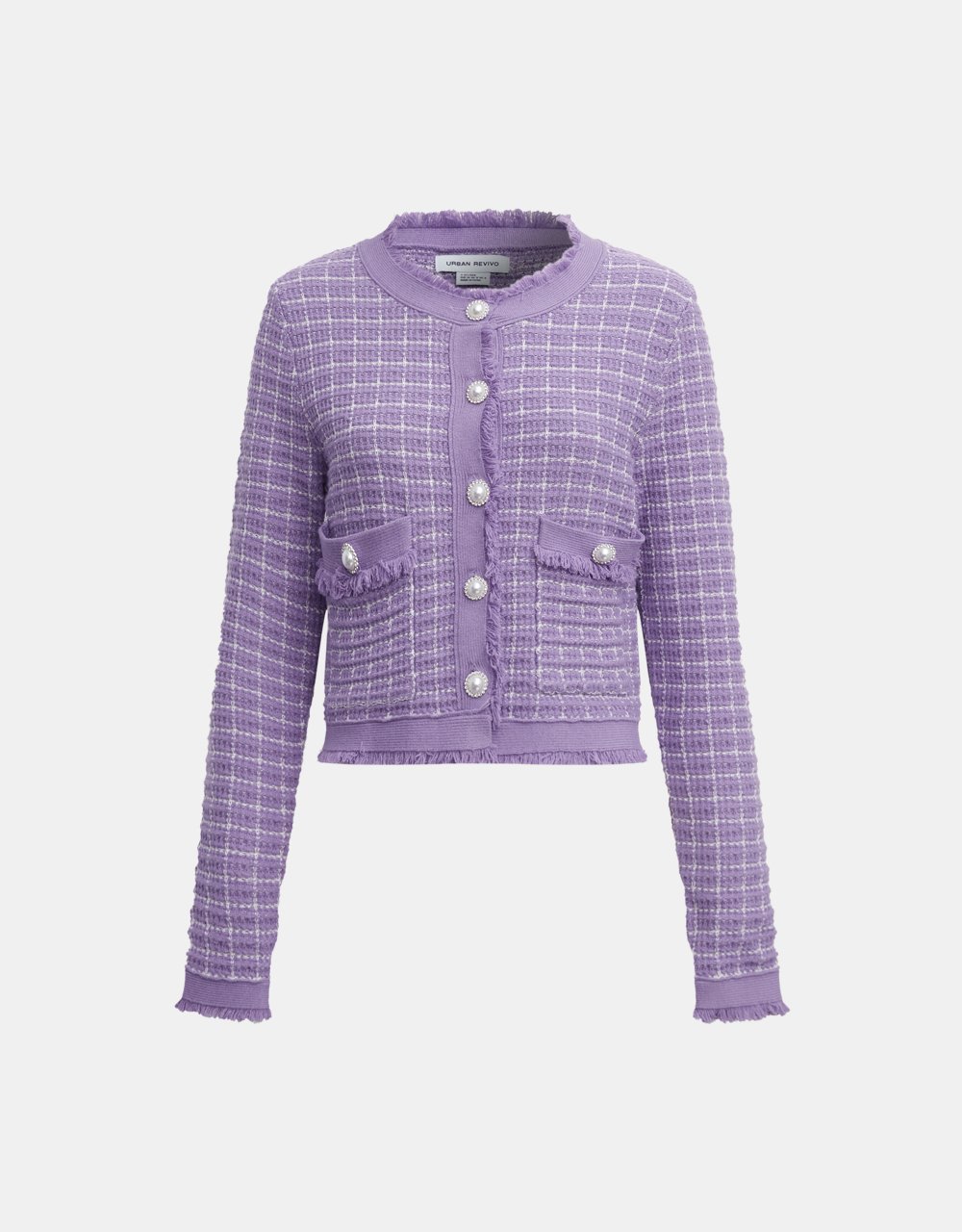 Frill Trim Pocket Patched Plaid Button Up Cardigan (SELECT SIZES FOR PRE-ORDER)