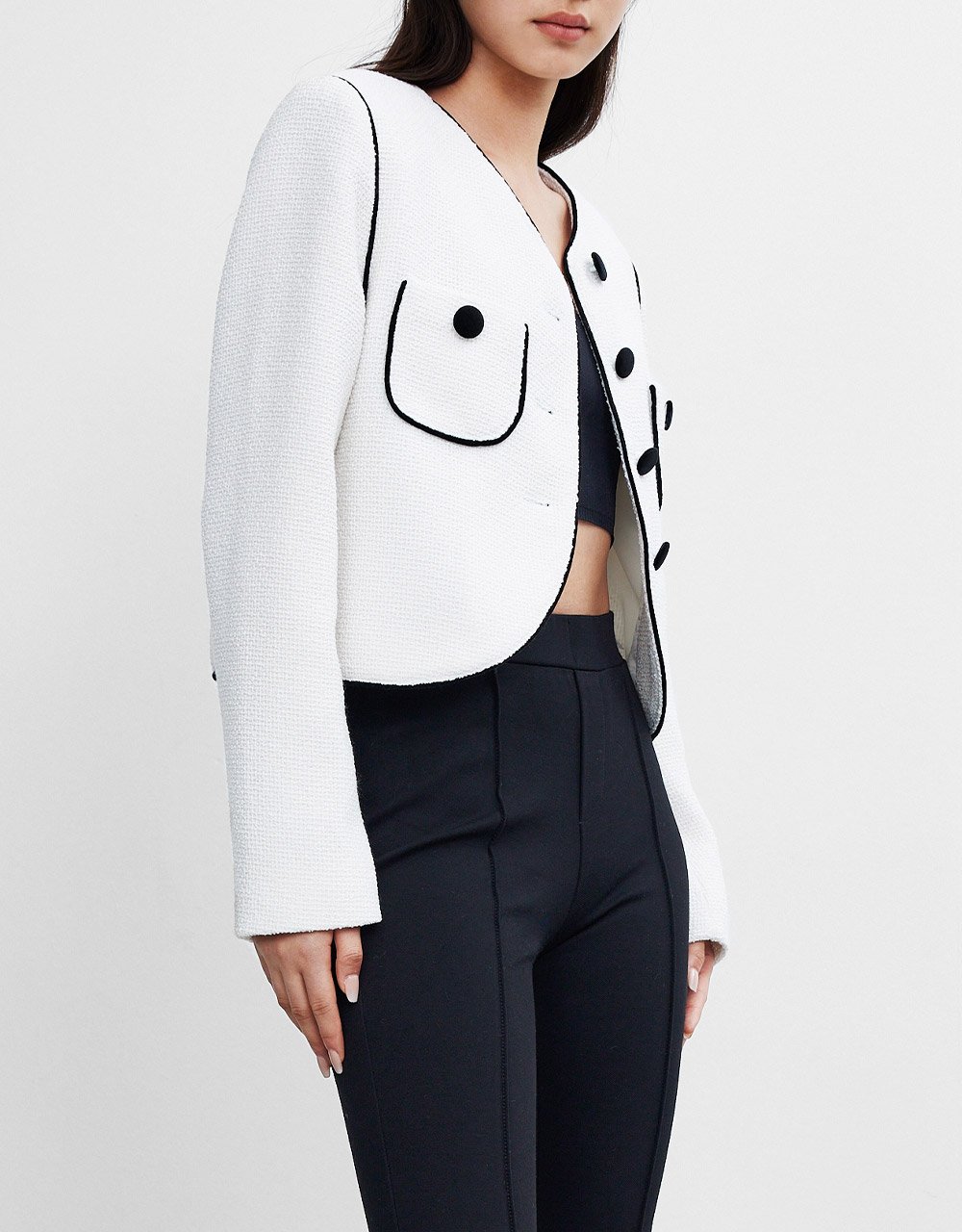 Contrast Trim Button Up Jacket