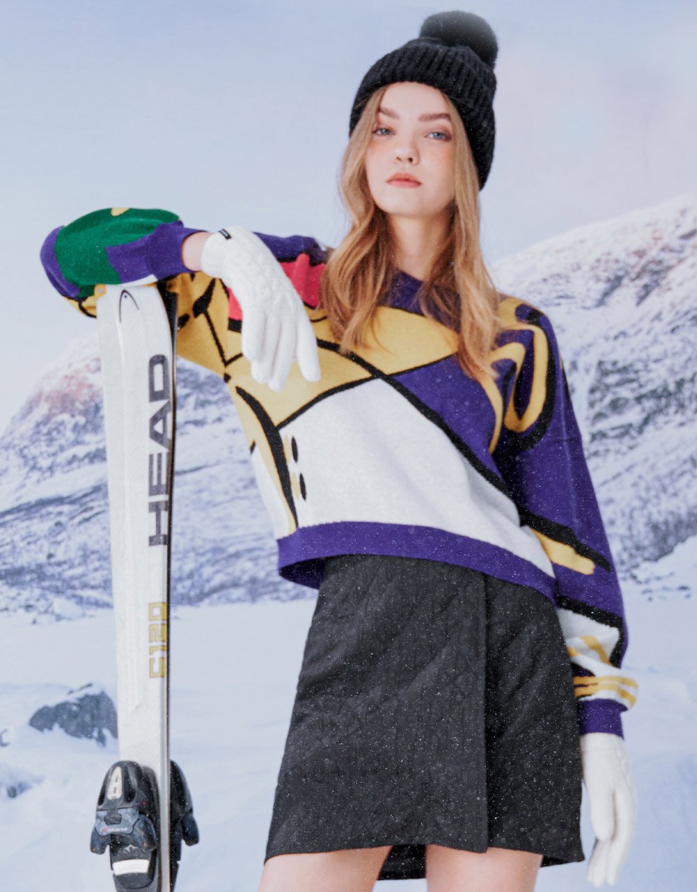 Graffiti Pattern Drop Shoulder Crew Neck Sweater