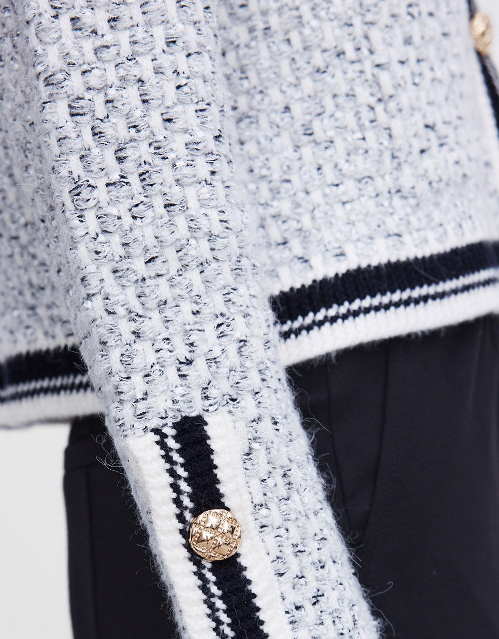 Contrast Trim Button Front Cardigan