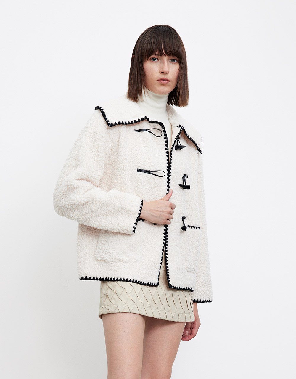 Contrast Trim Fuzzy Jackets