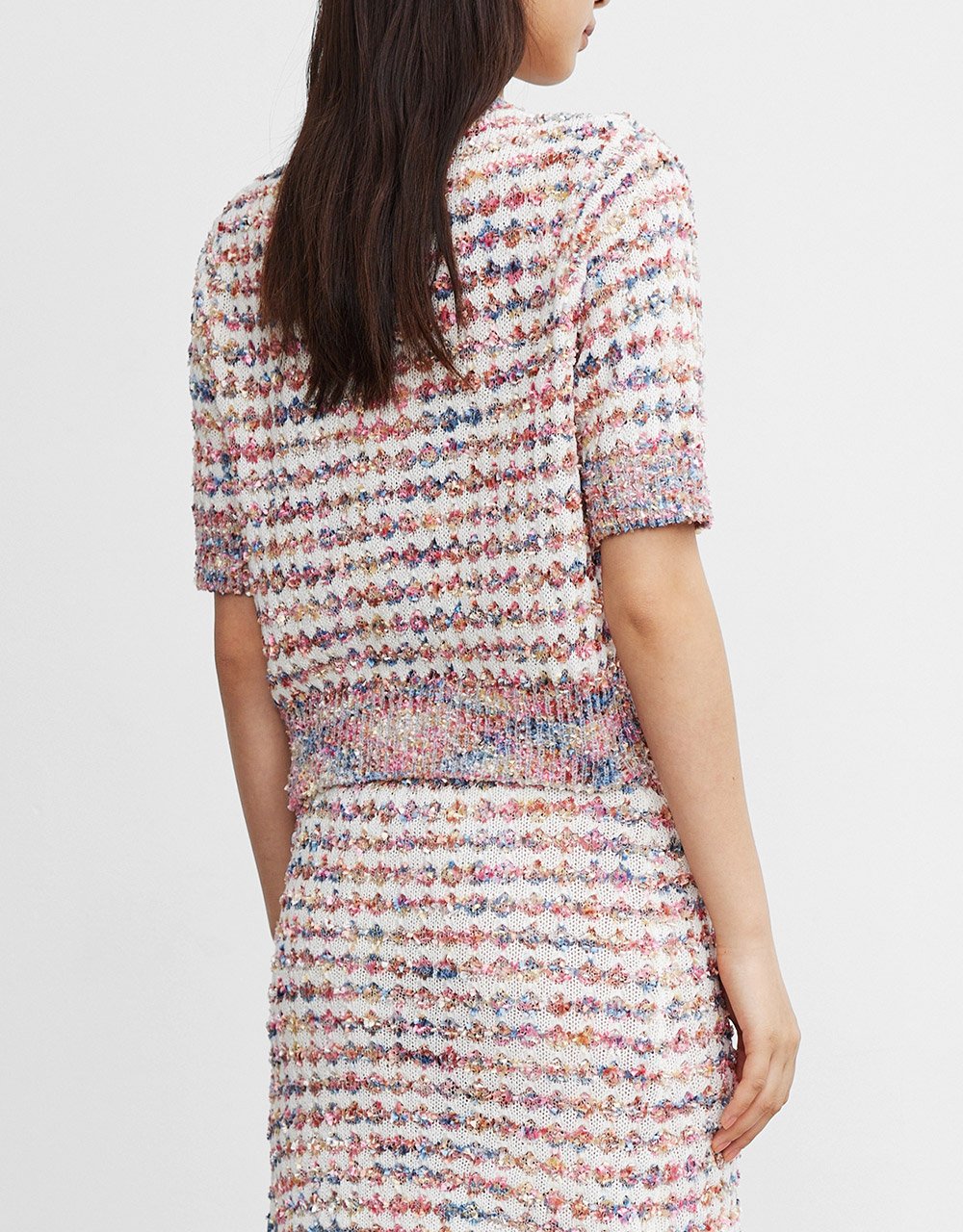 Contrast Trim Faux Pearl Button Cardigan