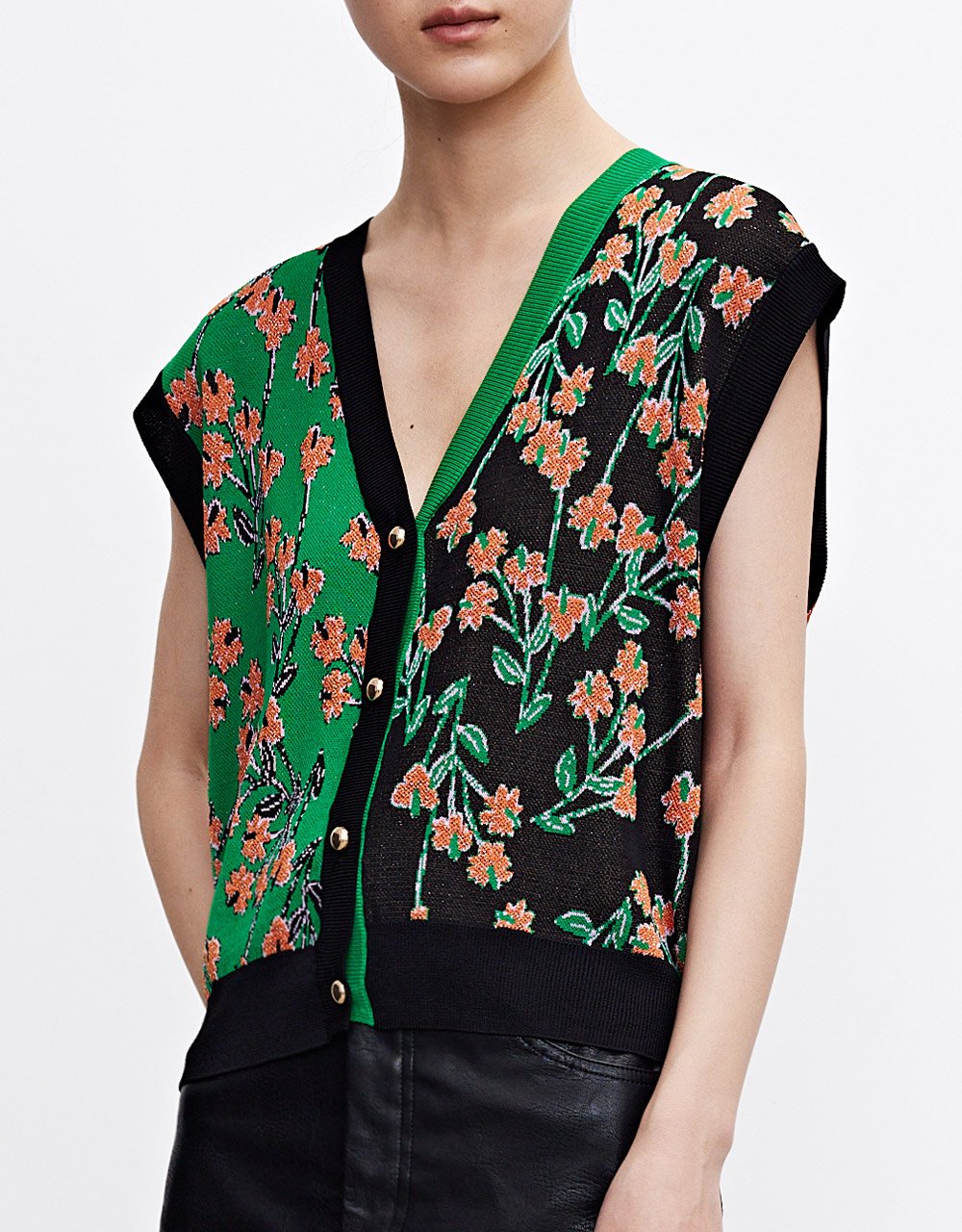 V-Neck Mid-Length Knitted Vest