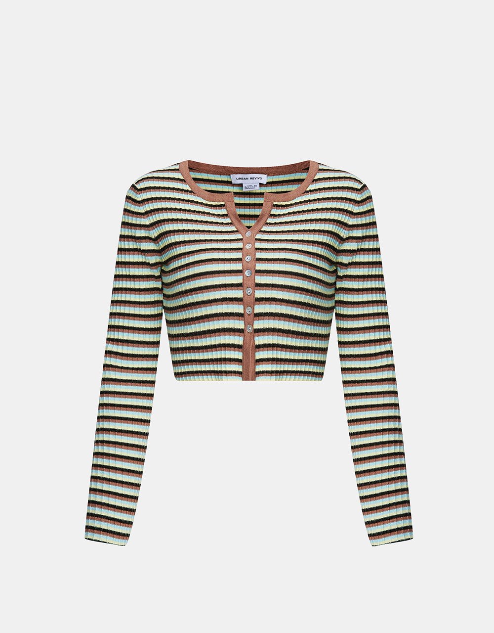 Standard Sleeve Crew Neck Knitted Cardigan