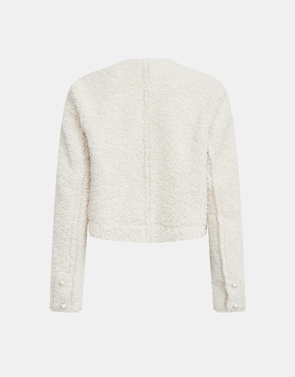 Faux Pearl Button Dual Pocket Jacket