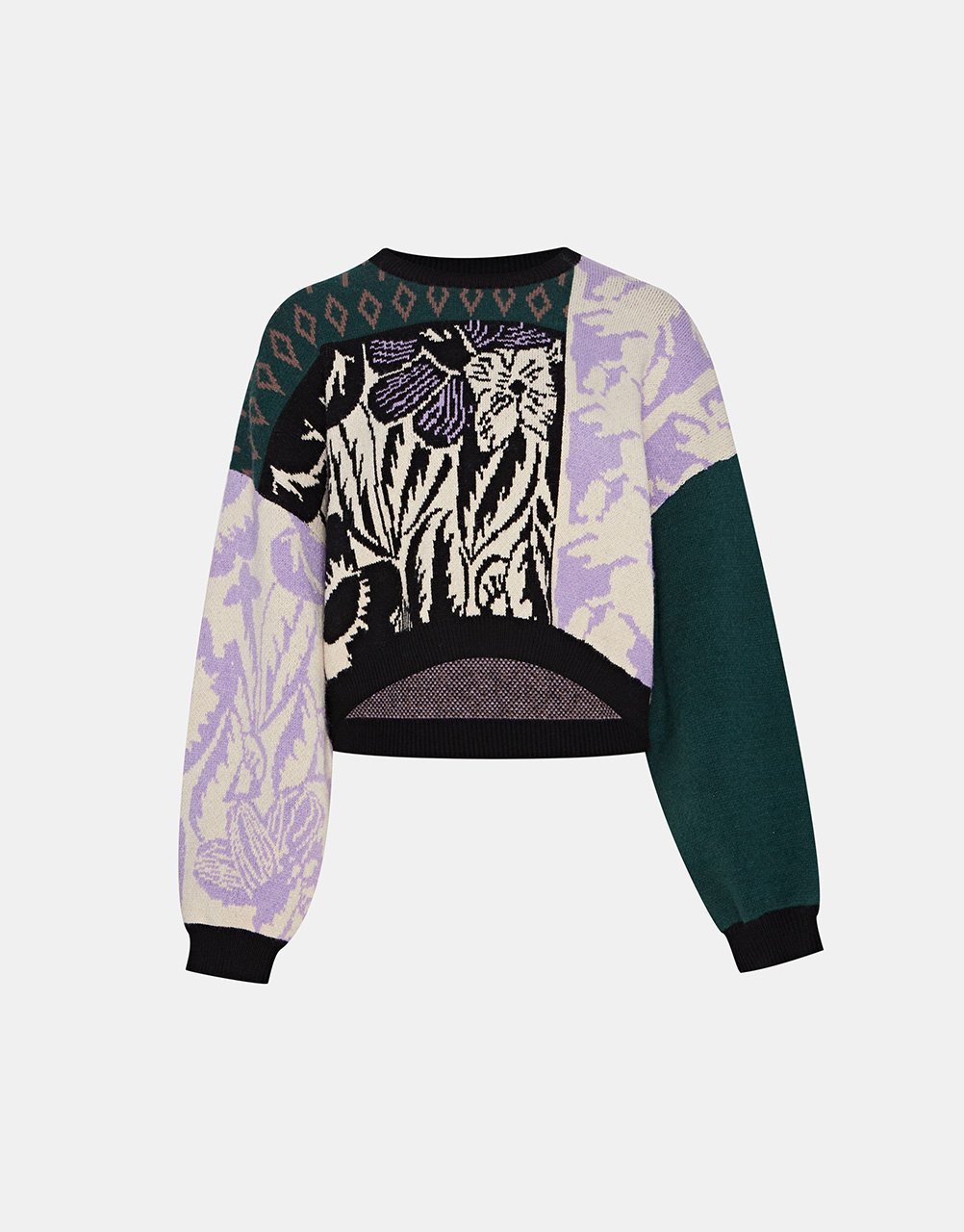 Drop Shoulder Crew Neck Oversized Crop Sweater