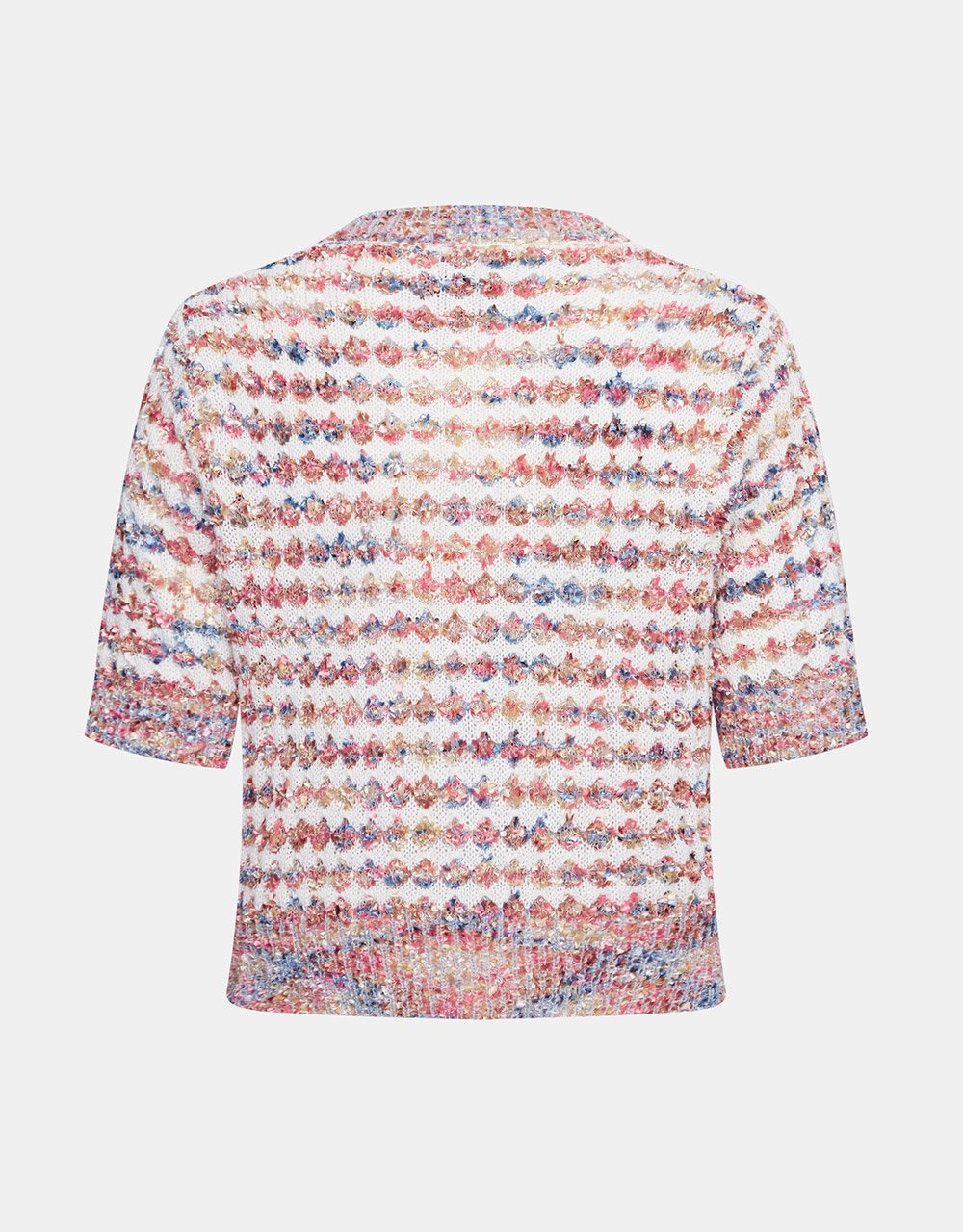 Contrast Trim Faux Pearl Button Cardigan