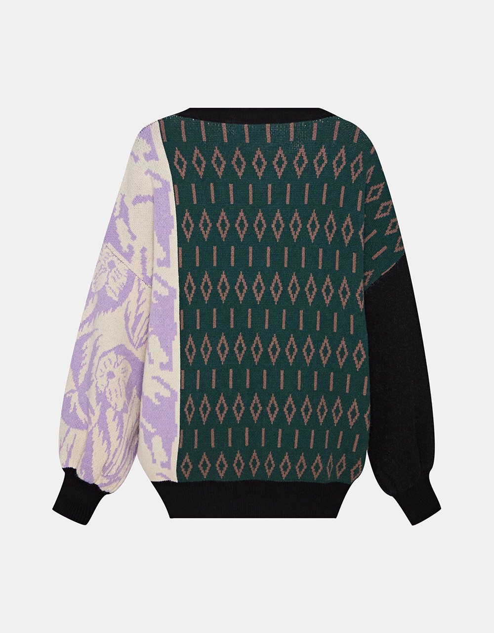 Puff Sleeve Ribbed Crew Neck Collar Knitted Cardigan