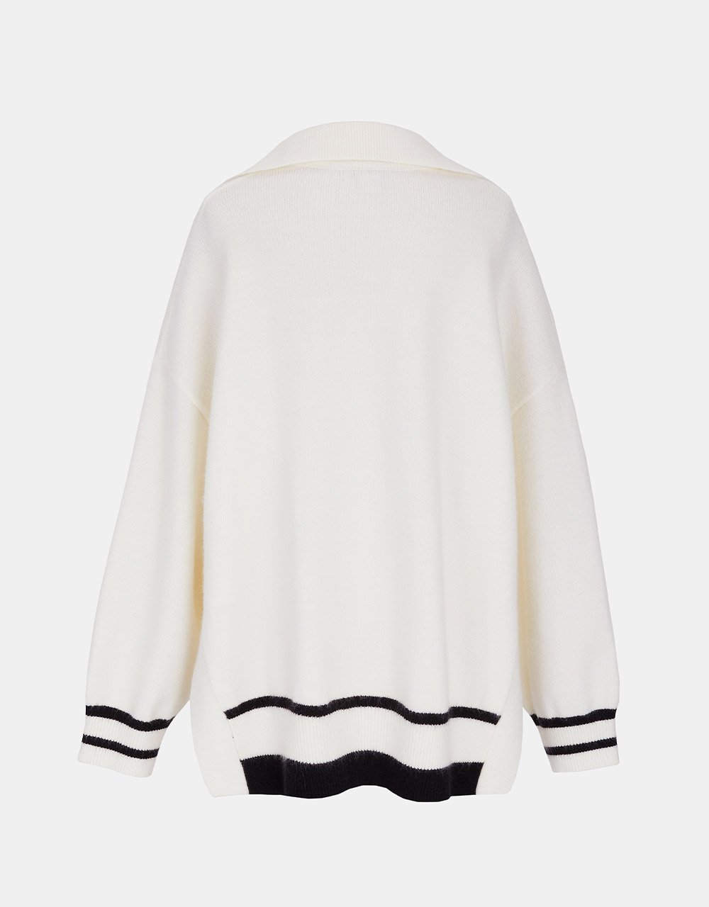 Contrast Trim Split Hem Knitted Top