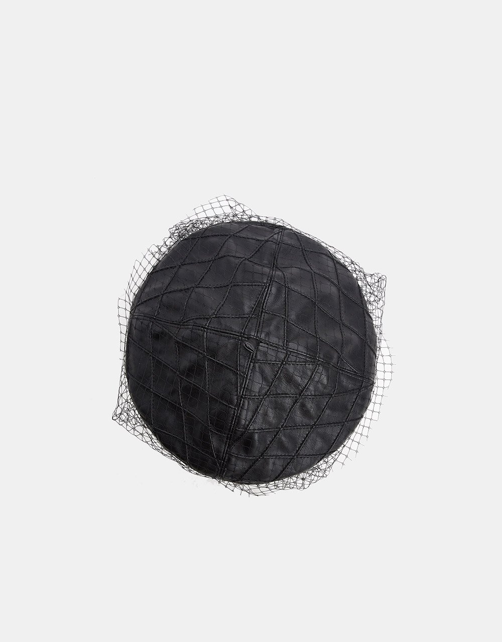 Vegan Leather Quilted Mesh Beret