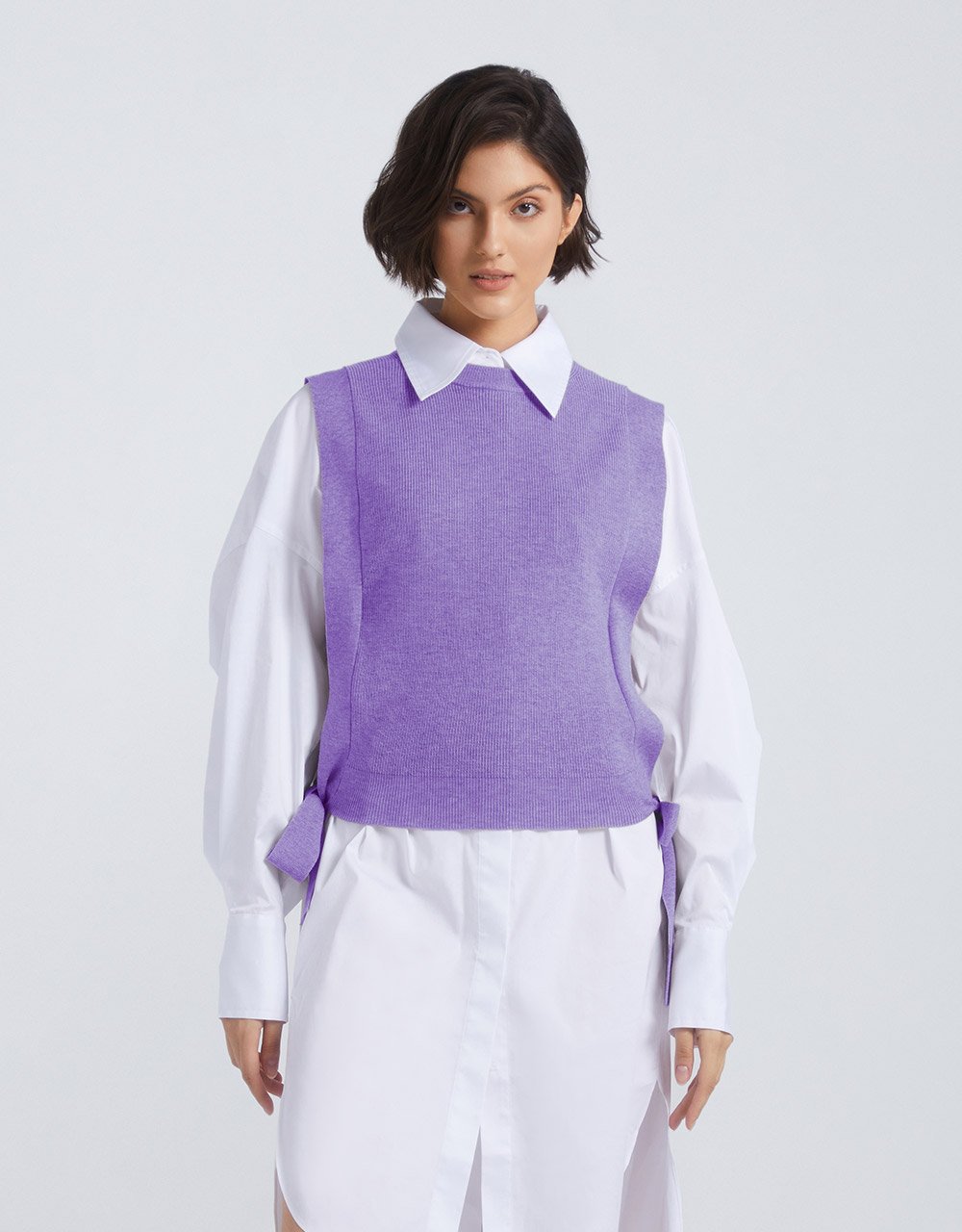 Crew Neck Mid-Length Knitted Vest (PRE-ORDER)