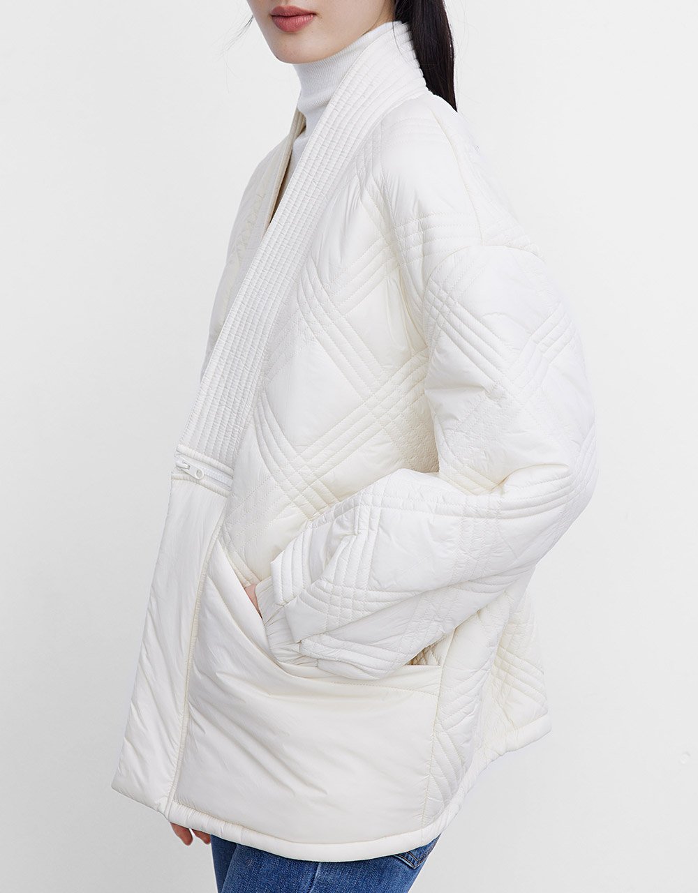 Open Front Drop Shoulder Winter Coat