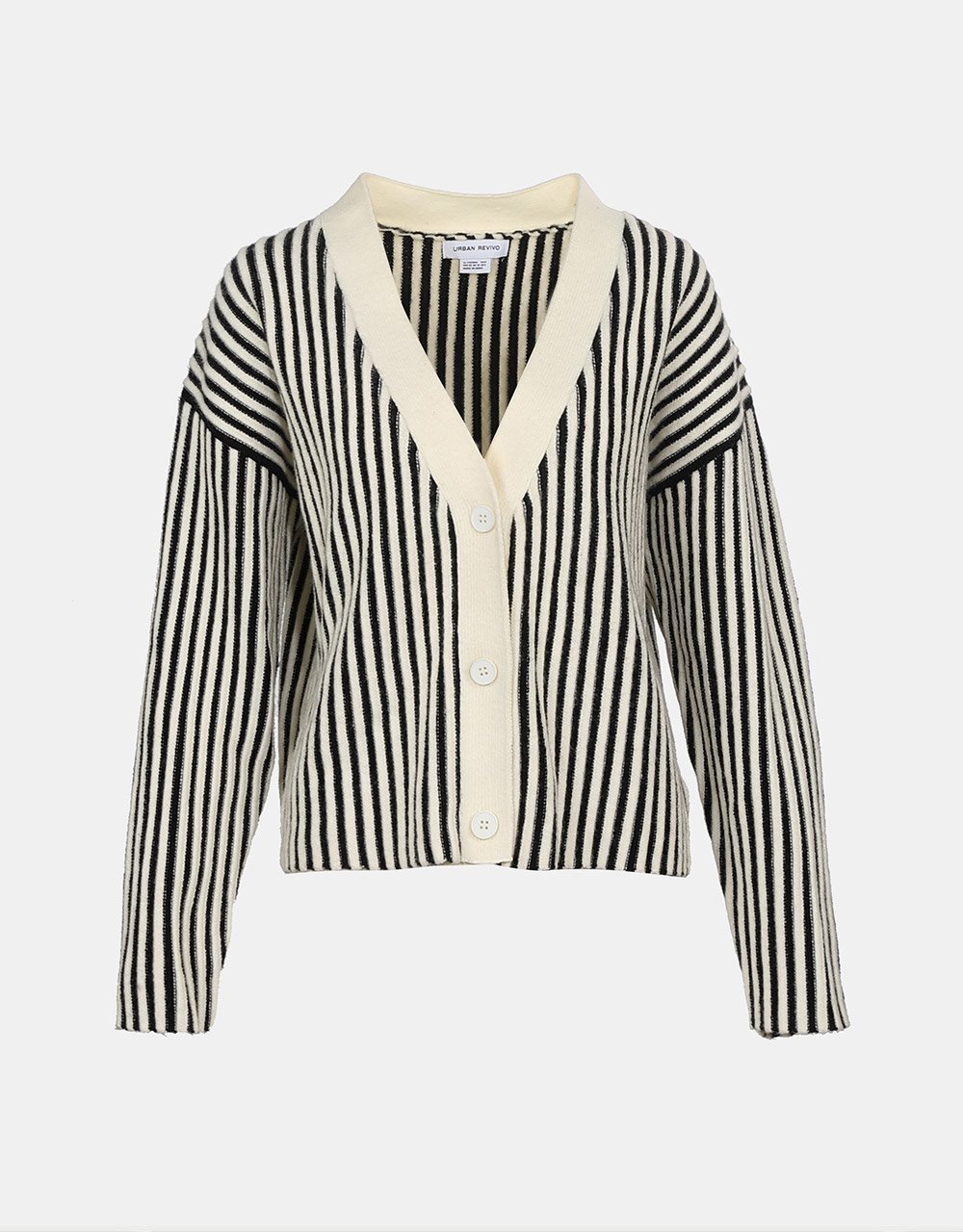 Vertical Striped Pattern Drop Shoulder Cardigans