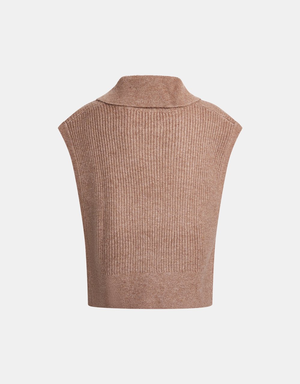 Sleeveless Ribbed Half Buttoned Knitted Vest