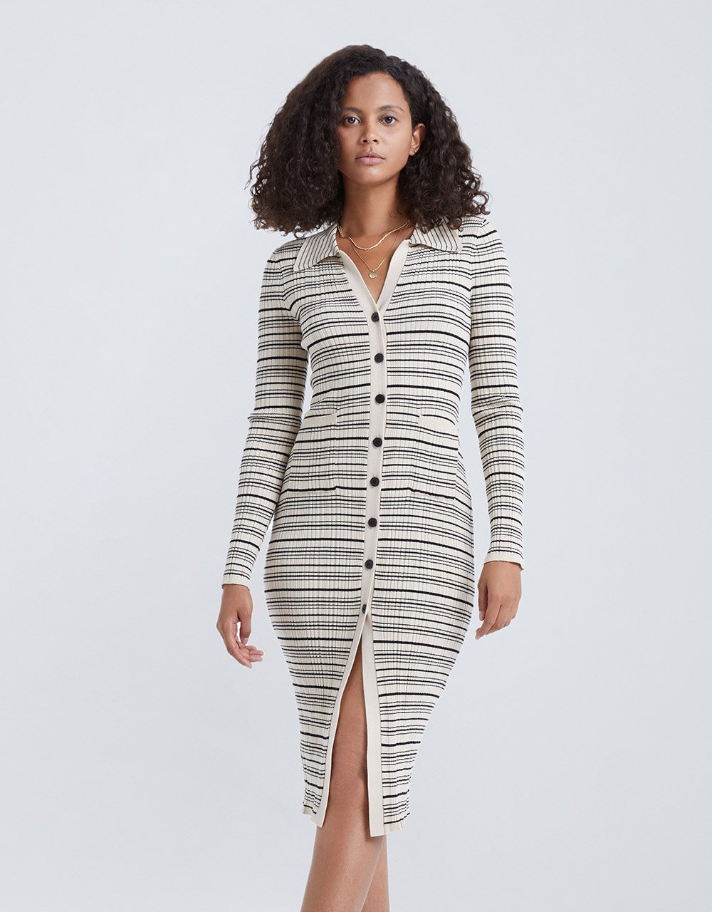 Standard Sleeve V-Neck Knitted Dress