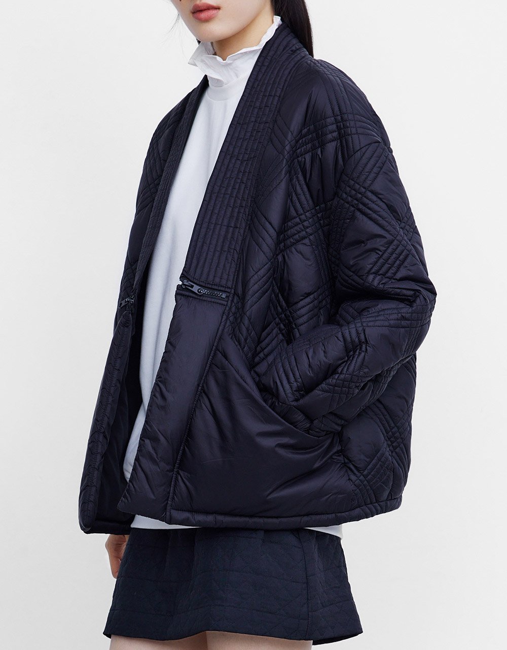 Open Front Drop Shoulder Winter Coat