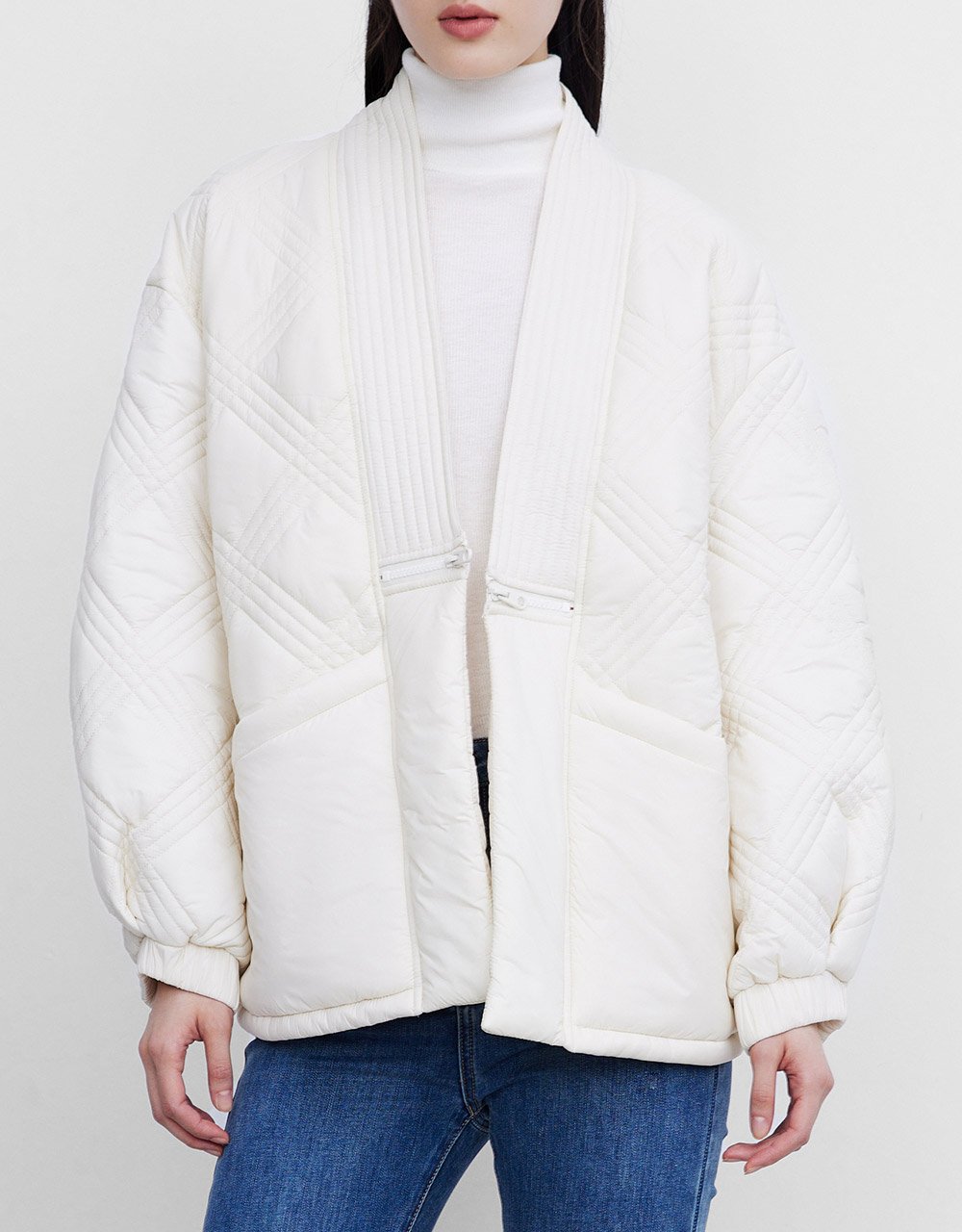 Open Front Drop Shoulder Winter Coat