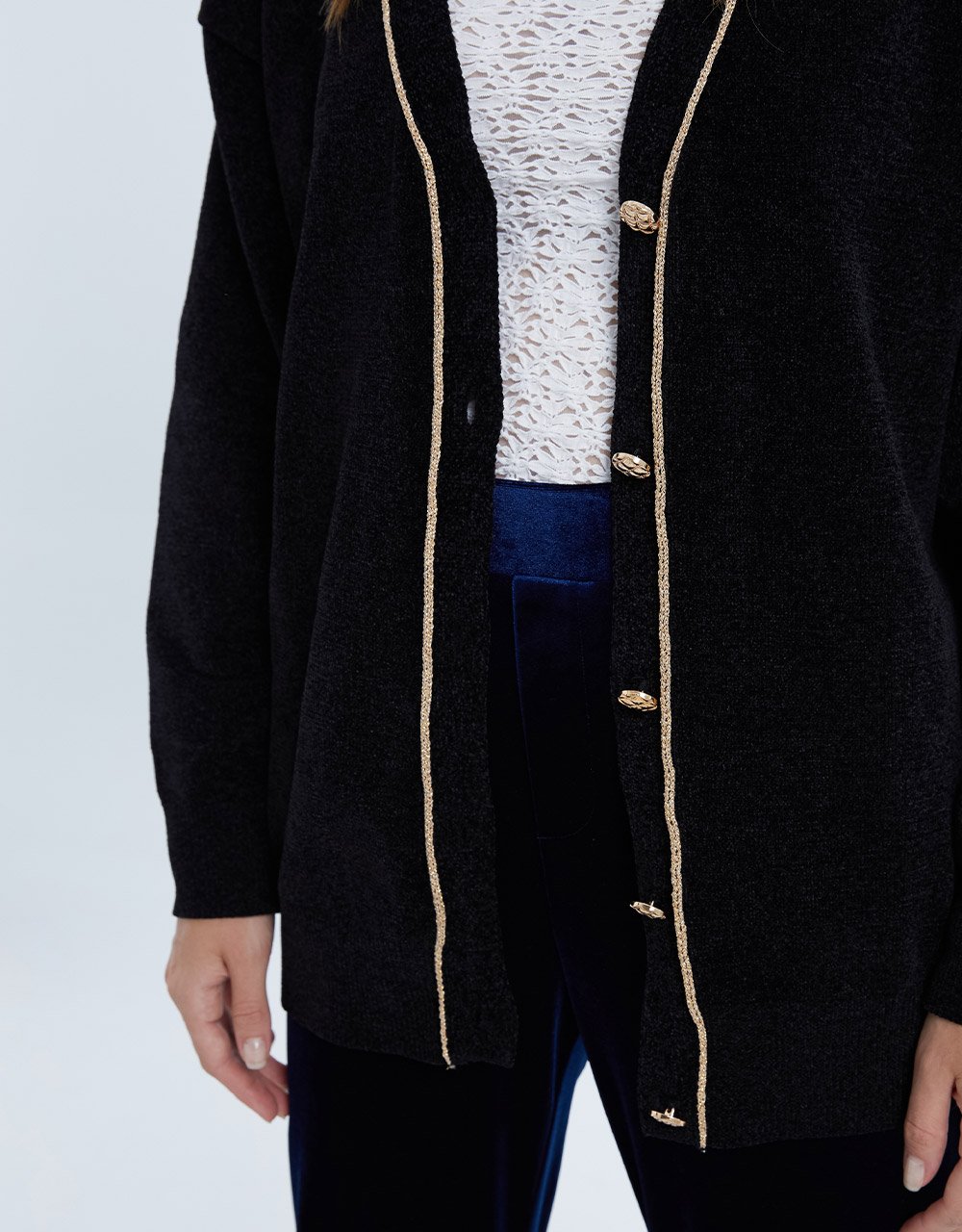 Button Up Drop Shoulder Cardigan