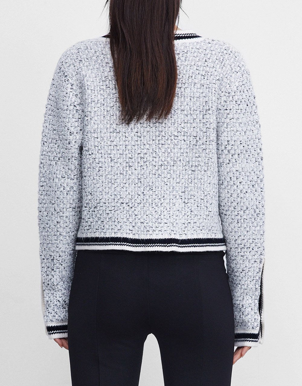 Contrast Trim Button Front Cardigan