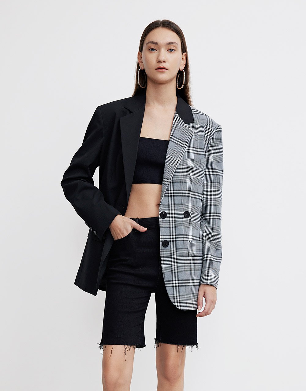 Shoulder Pad Contrast Color Blazer