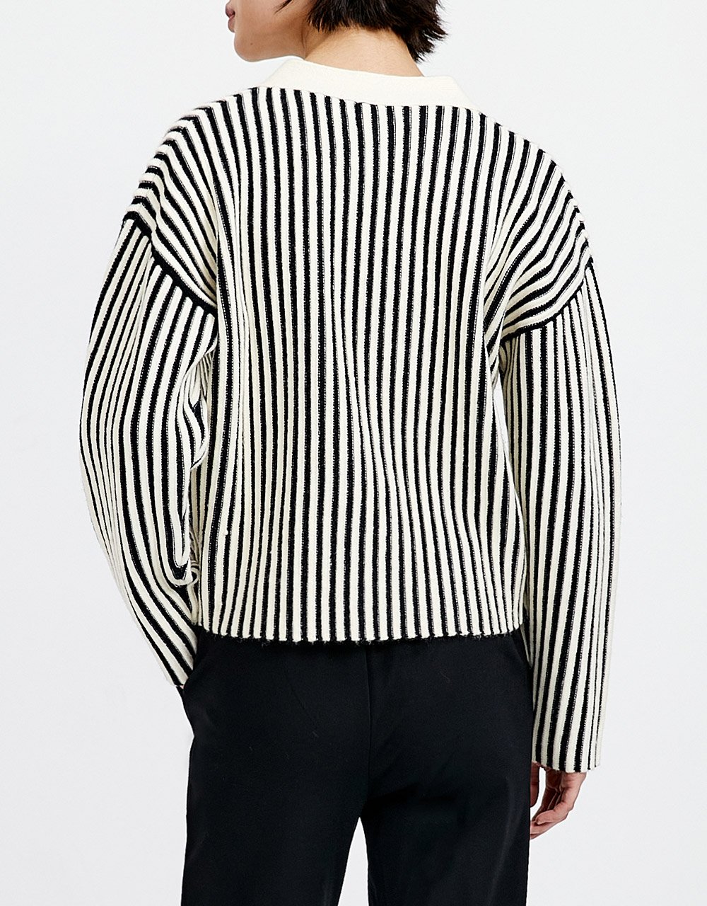 Vertical Striped Pattern Drop Shoulder Cardigans