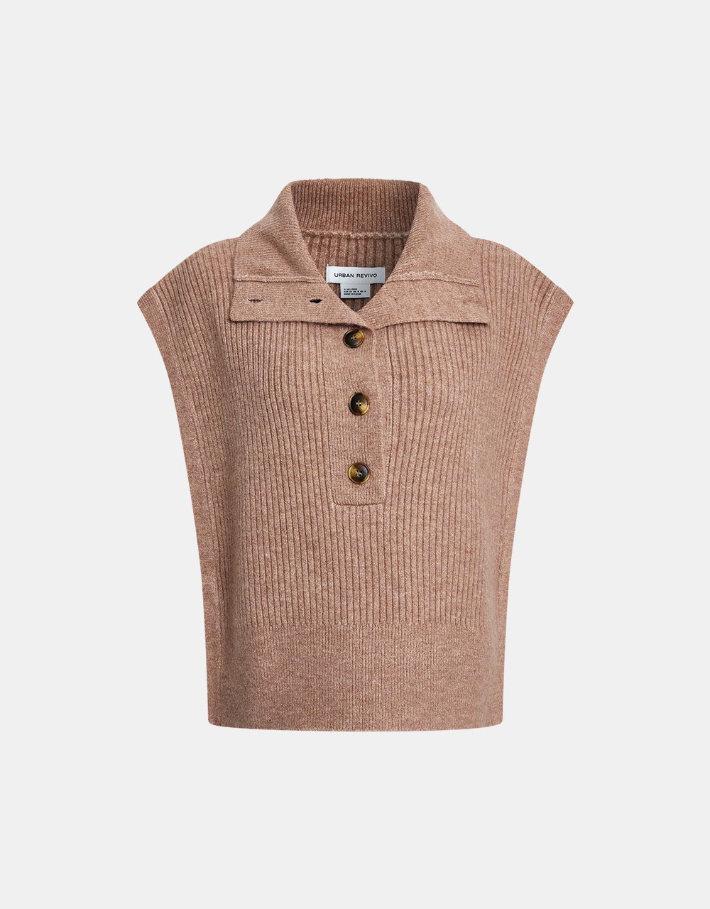 Sleeveless Ribbed Half Buttoned Knitted Vest