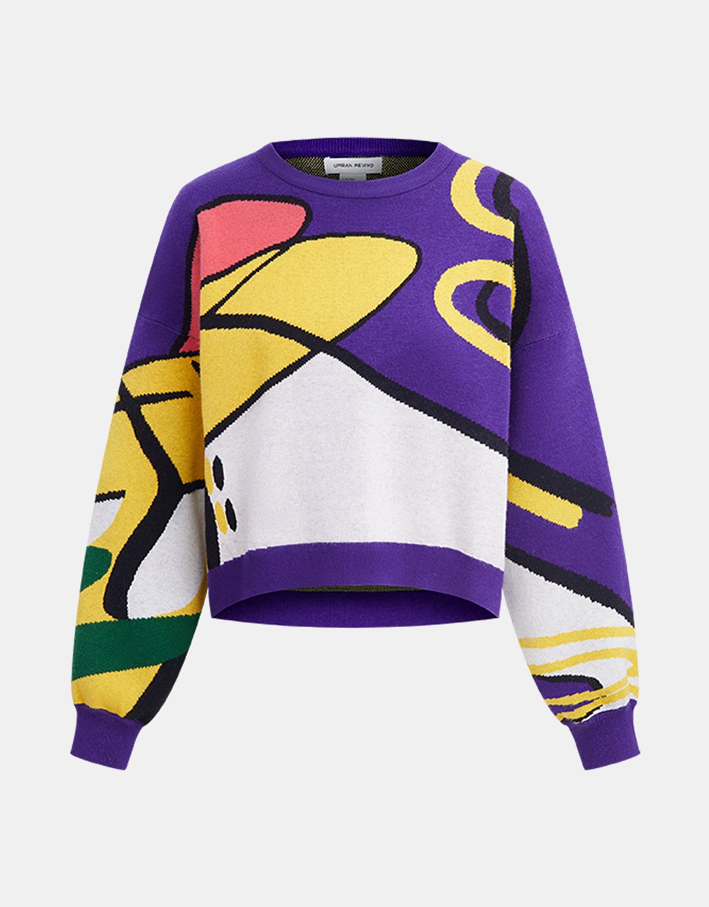 Graffiti Pattern Drop Shoulder Crew Neck Sweater