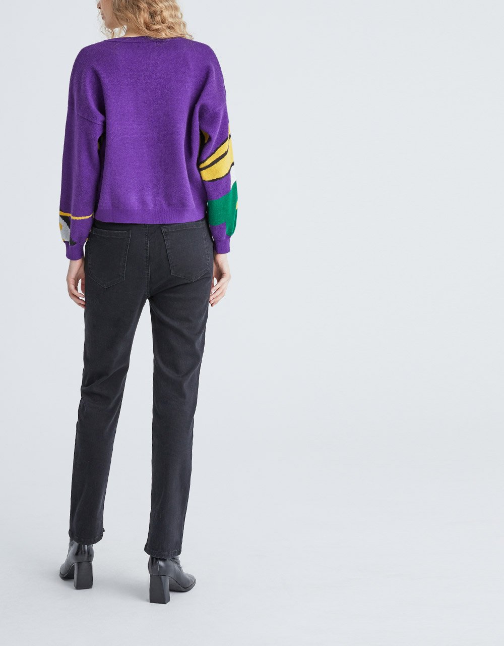 Graffiti Pattern Drop Shoulder Crew Neck Sweater