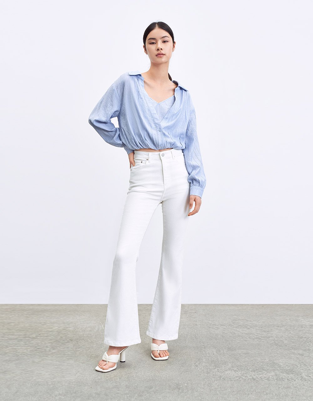 Texture Fabric Drop Shoulder 2-in-1 Shirt