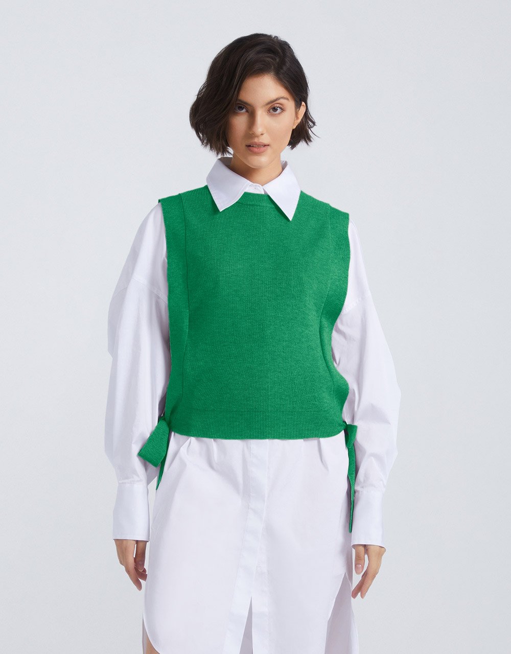 Crew Neck Mid-Length Knitted Vest (PRE-ORDER)