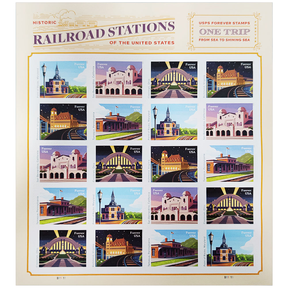Railroad Stations 2023 - 5 Sheets / 100 Pcs
