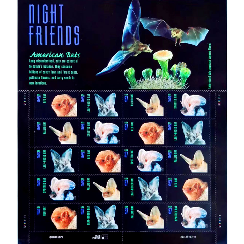 Night Friends American Bats 2002 - 5 Sheets / 100 Pcs