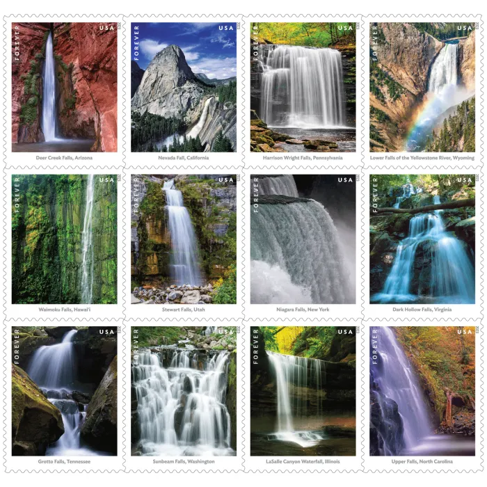 Waterfalls, Sheet of 12