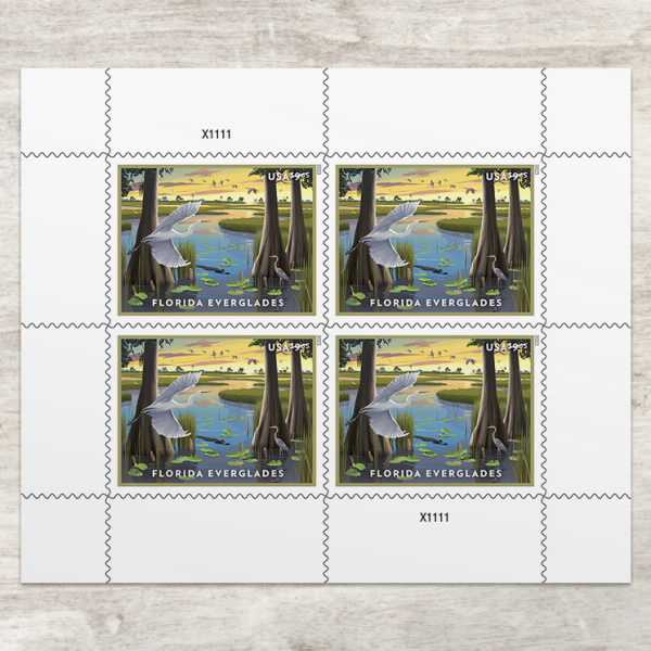 $9.65 Priority Mail Florida Everglades 2023, Sheet of 4