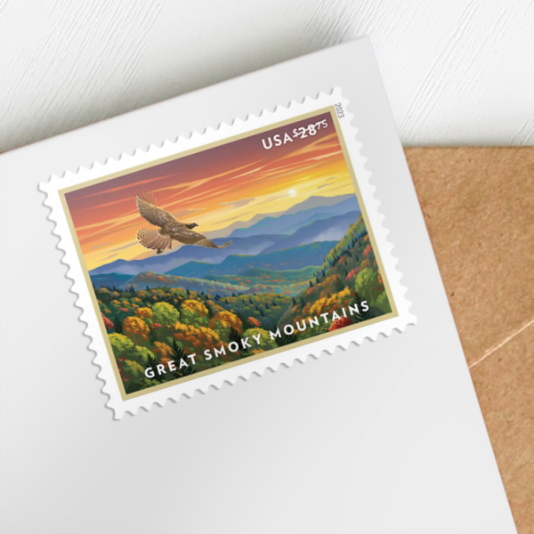 $28.75 Priority Mail Express Great Smoky Mountains, Sheet of 4