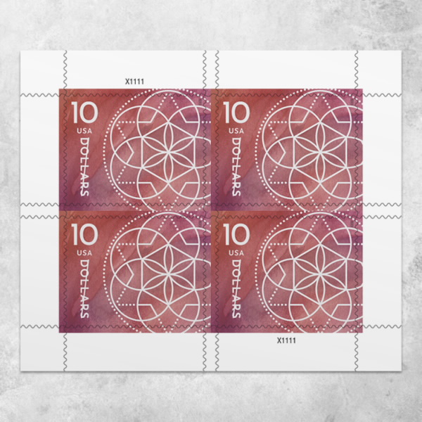 $10 Floral Geometry, Sheet of 4