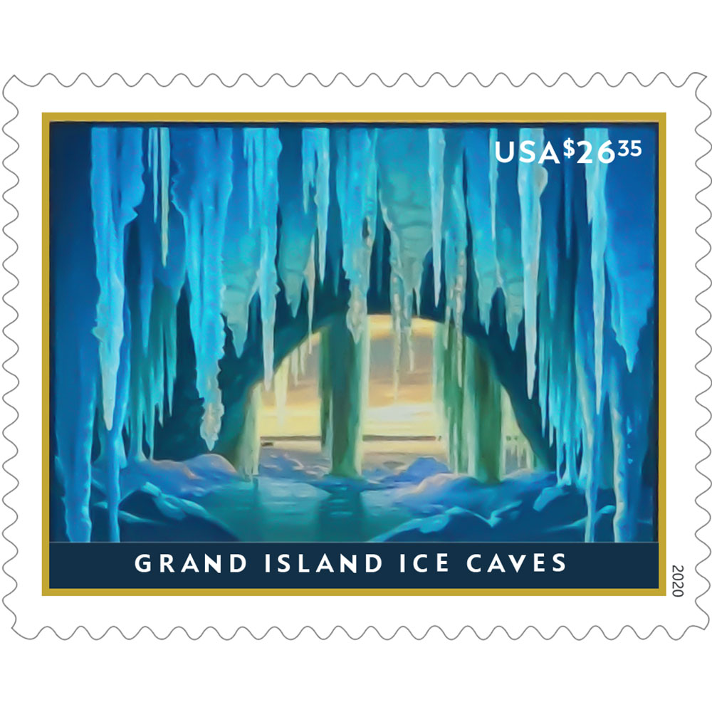 $26.35 Priority Mail Grand Island Ice Caves, Sheet of 4