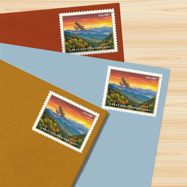$28.75 Priority Mail Express Great Smoky Mountains, Sheet of 4
