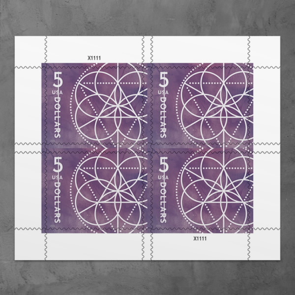 $5 Floral Geometry, Sheet of 4