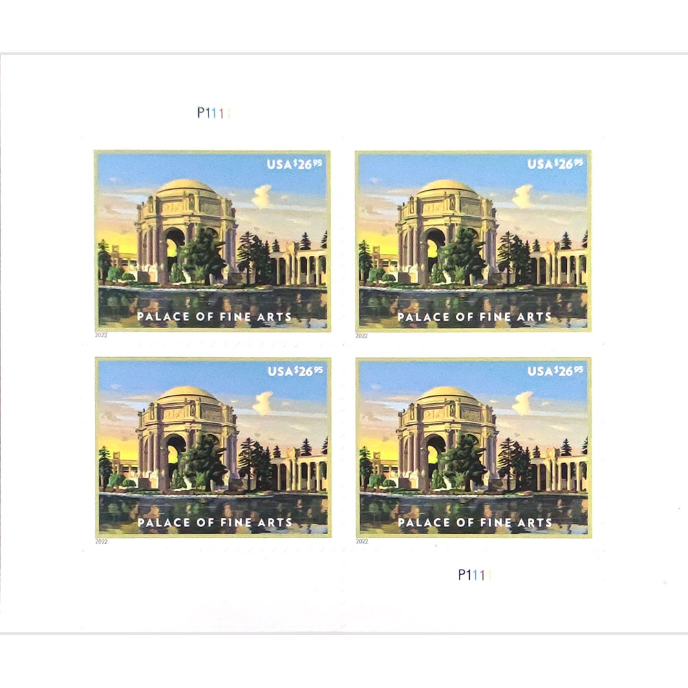 $26.95 Priority Mail Palace of Fine Arts, Sheet of 4